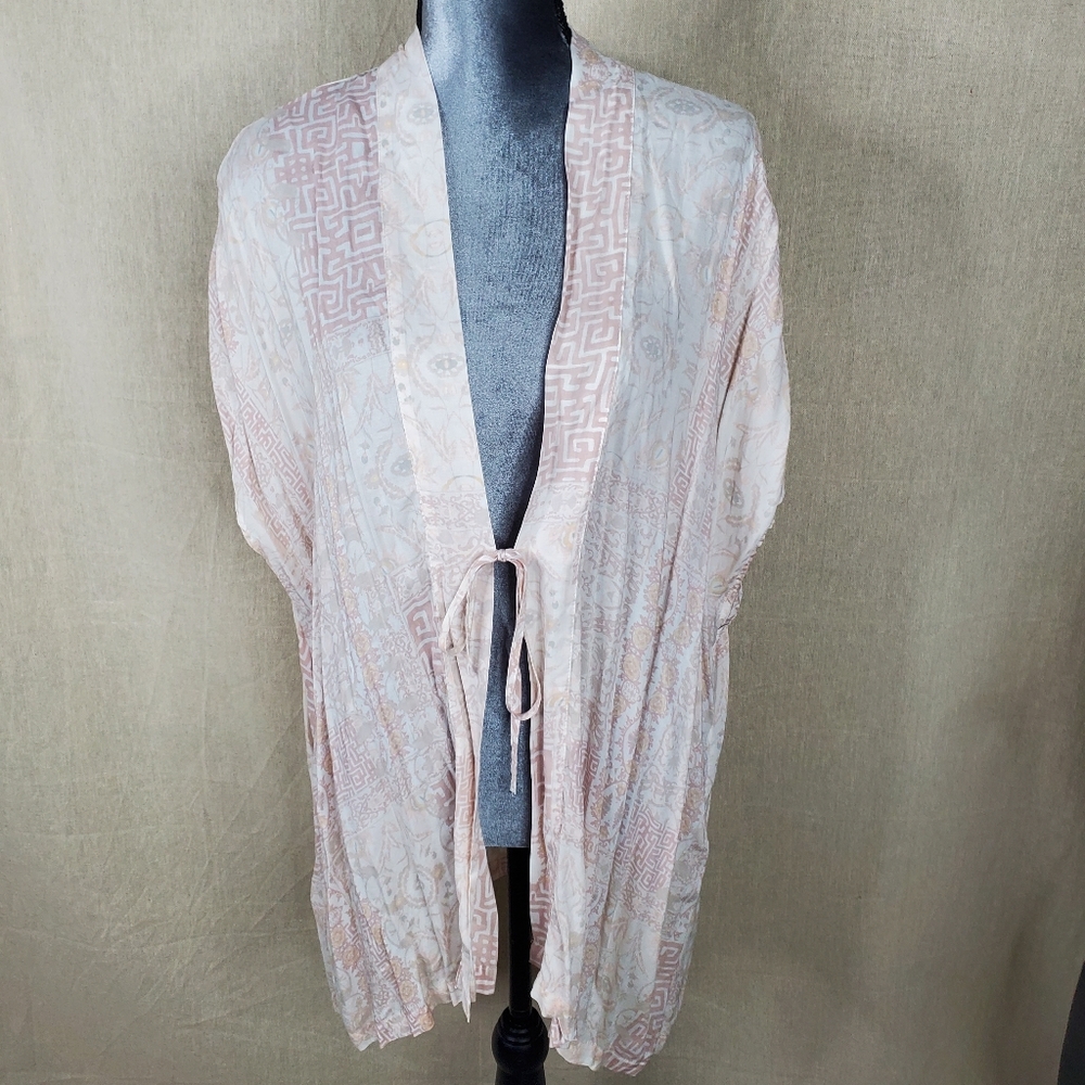 ♡ Victoria's Secret Open Front Cover Up One Size Pink and White